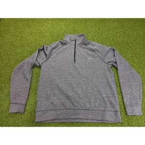 Greg Norman Sweater Men Medium Heather Gray Micro Fleece Lined Mock Neck 1/4 Zip